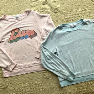 Pair of Sz. 10 Wildfox Kids Baggy Beach Jumpers, super soft, pink & light blue